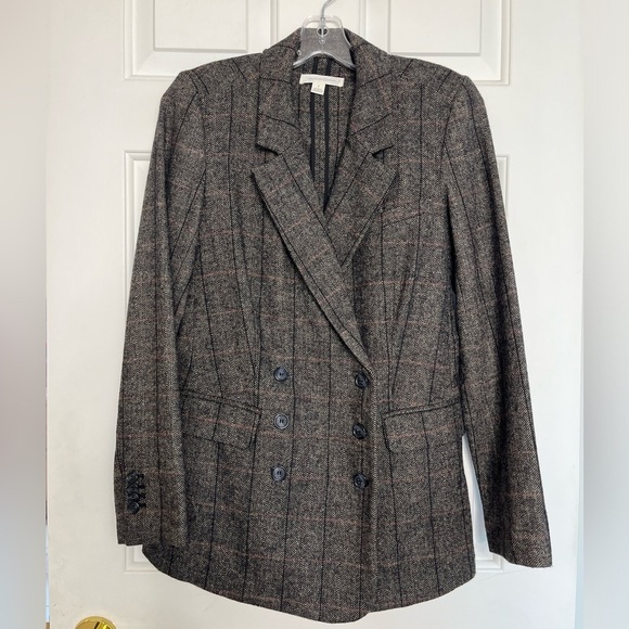 Treasure & Bond Plaid Double-breasted Blazer S Windowpane Herringbone - Picture 4 of 15